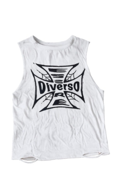 "Cross Roads" White Cutoff Tee