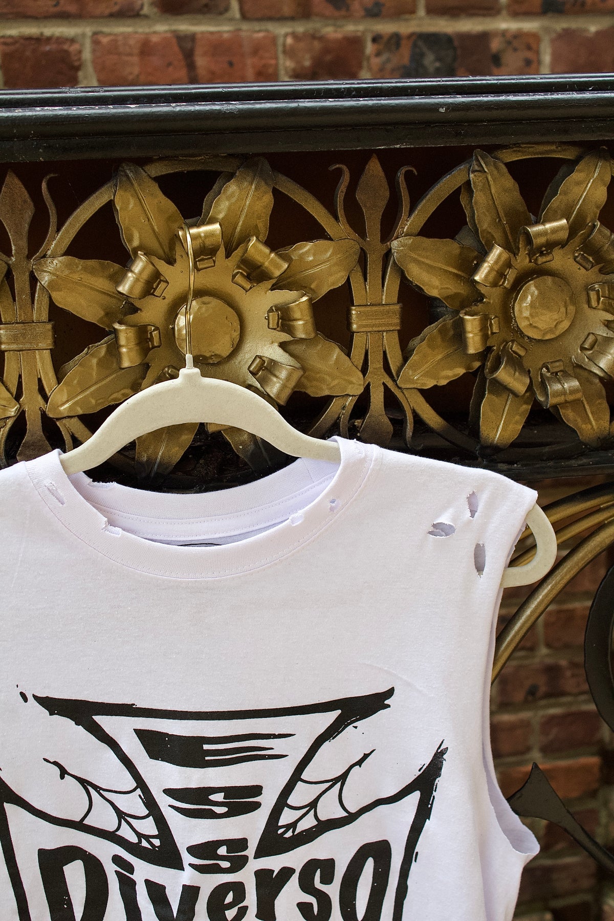 "Cross Roads" White Cutoff Tee