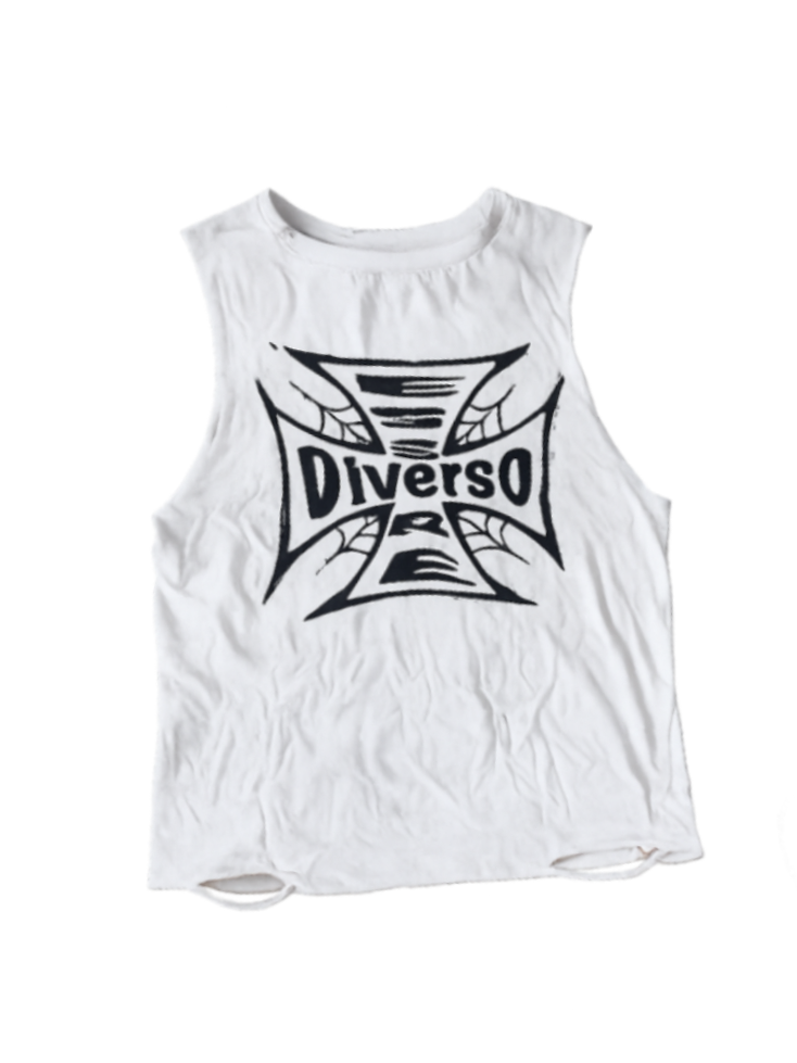 "Cross Roads" White Cutoff Tee