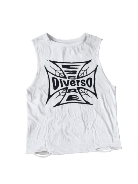 "Cross Roads" White Cutoff Tee