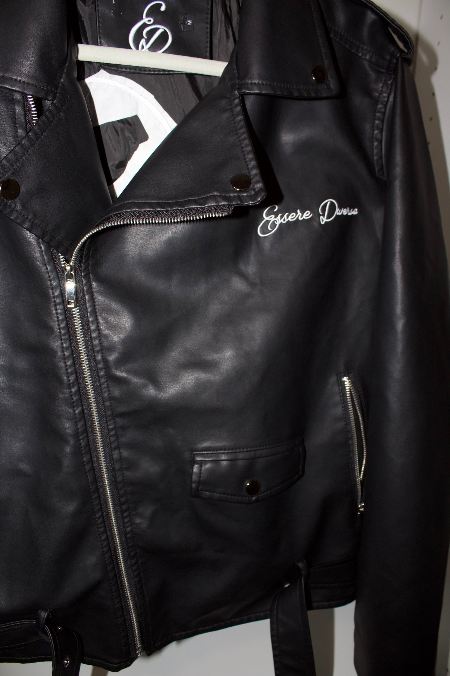 "Dare to Be Different" leather biker jacket