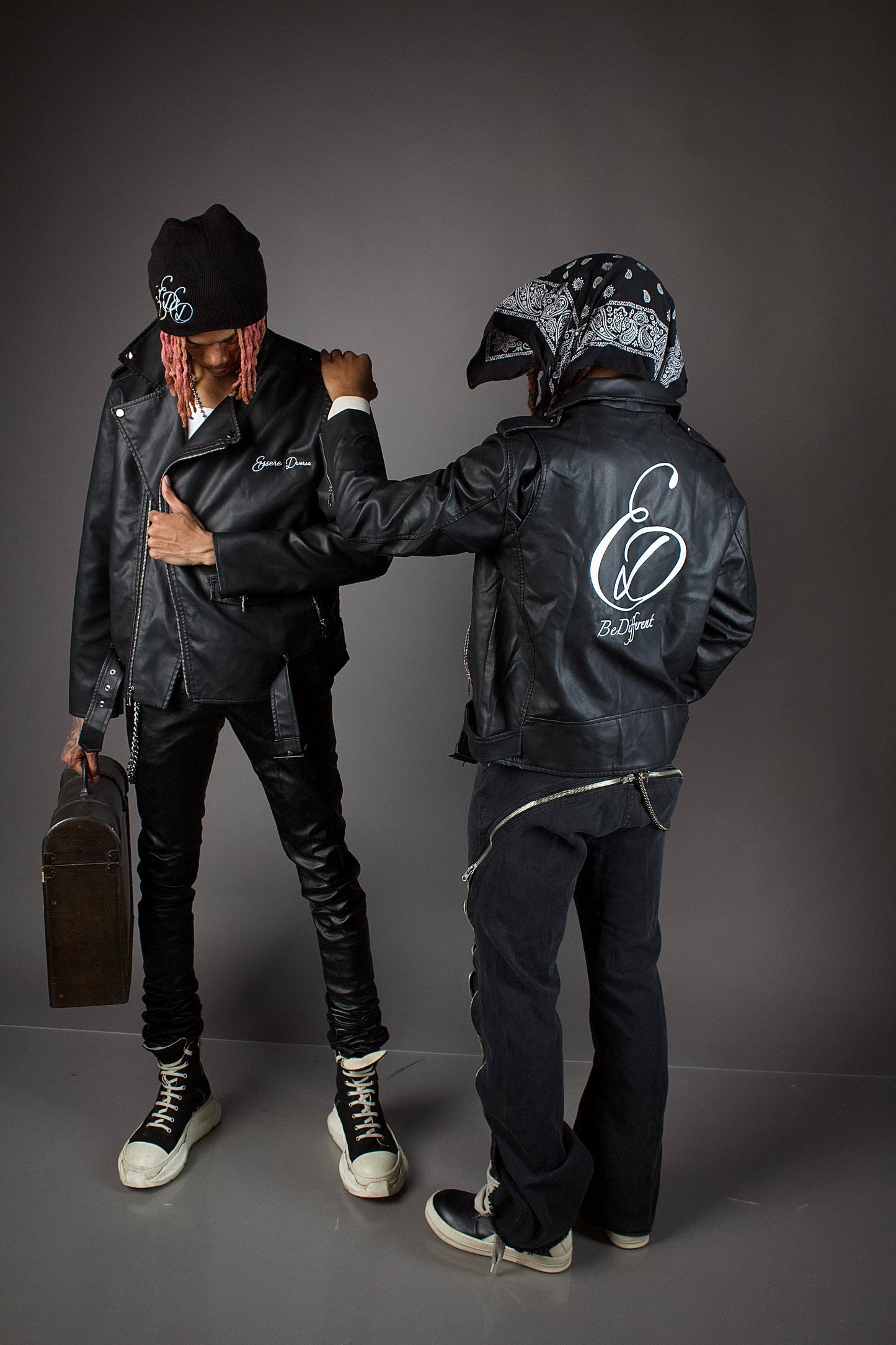 "Dare to Be Different" leather biker jacket