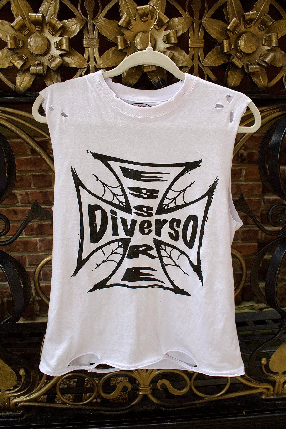 "Cross Roads" White Cutoff Tee