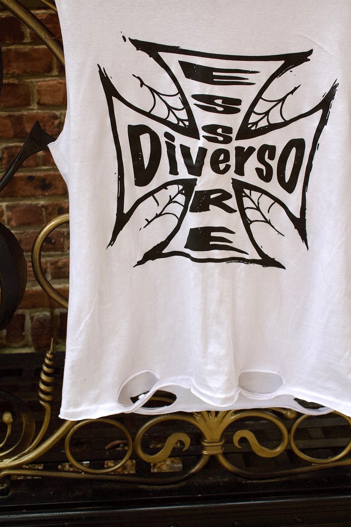 "Cross Roads" White Cutoff Tee